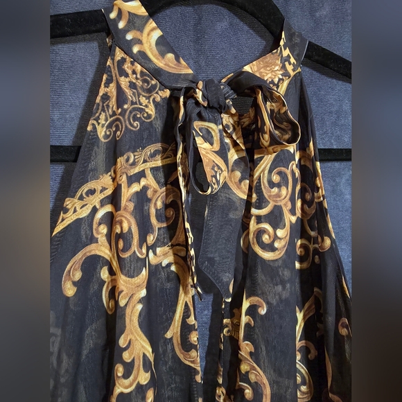 Boohoo Black and Gold Sheer Maxi Swimsuit Cover Up - Picture 10 of 13